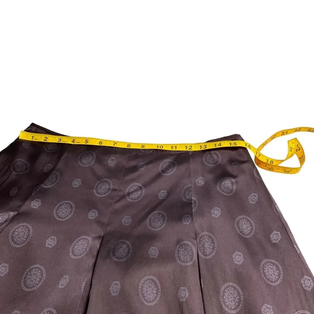 Banana Republic Factory Black Gray Medallion Print Silk Cotton Blend Skirt Sz 8